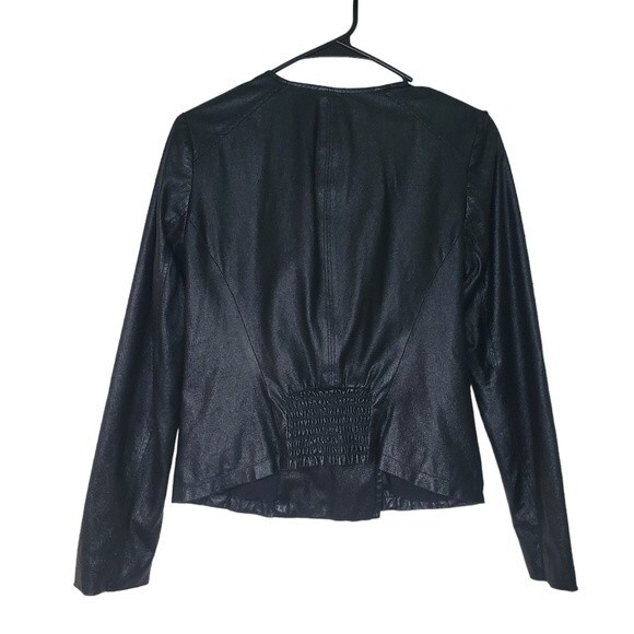 GAP Faux Leather Ribbed Back and Front Asymmetrical Zipper Moto Jacket - Picture 4 of 9